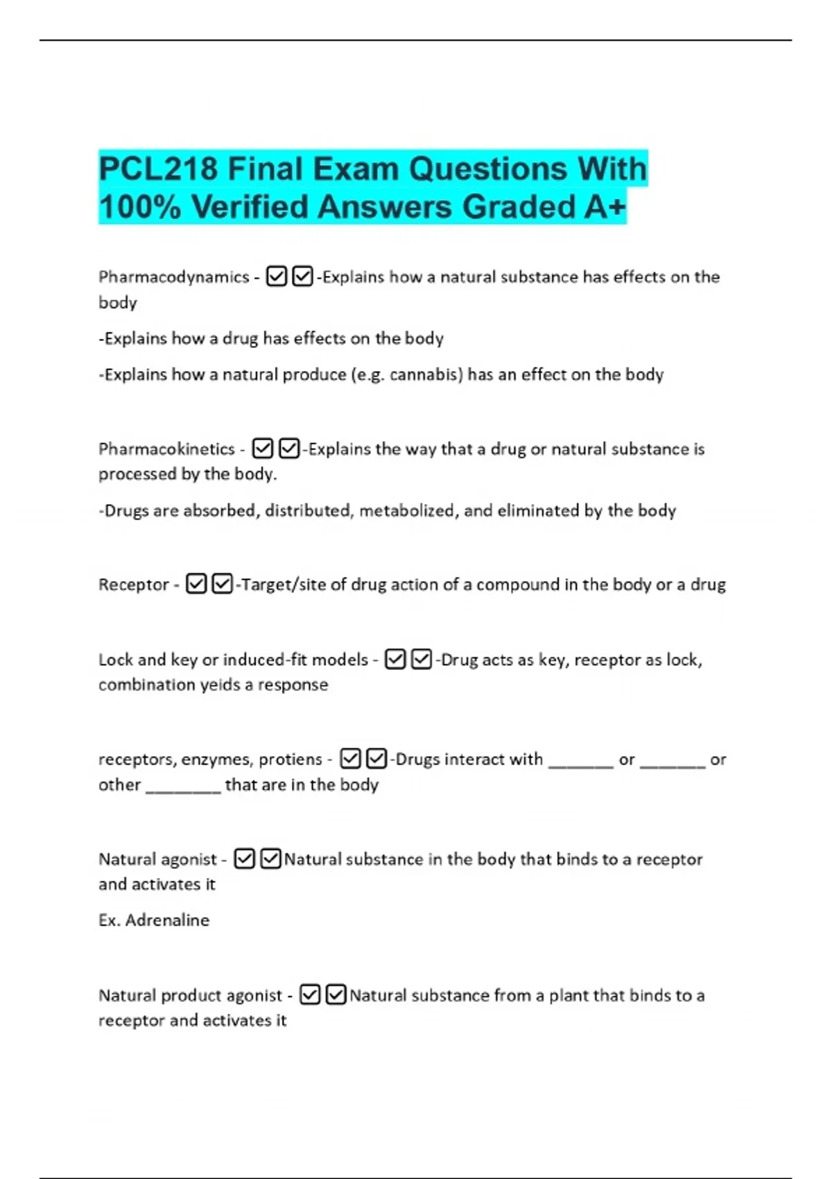 Pcl Question Pattern PCL218 Final Exam Questions With 100% Verified Answers Graded A+ - PCL ...