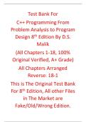 Test Bank C&plus;&plus; Programming From Problem Analysis to Program Design 8th Edition By D&period;S&period; Malik