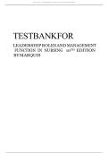 Leadership Roles and Management Functions in Nursing&comma; 10th Edition by Marquis &ndash; Latest 2025&sol;2026 100&percnt; Verified Correct Revised Edition Test Bank
