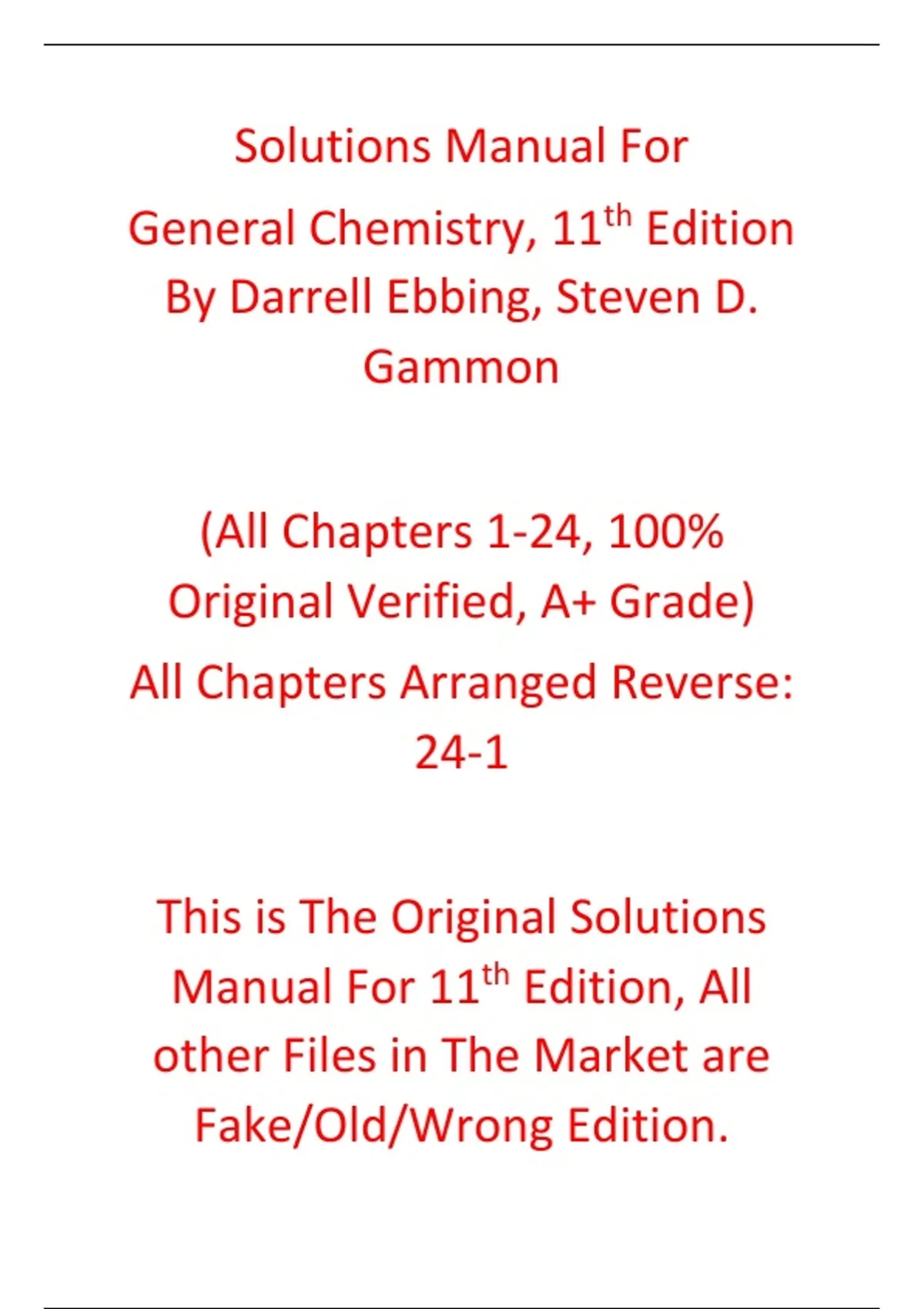 Solutions Manual General Chemistry 11th Edition By Darrell Ebbing ...