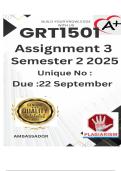 GRT1501 Assignment 3 PORTFOLIO &lpar;COMPLETE ANSWERS&rpar; Semester 2 - DUE 22 September 2025
