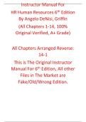 Instructor's Manual HR Human Resources 6th Edition By Angelo DeNisi&comma; Griffin