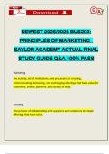 NEWEST 2025&sol;2026 BUS203&colon; PRINCIPLES OF MARKETING - SAYLOR ACADEMY ACTUAL FINAL STUDY GUIDE Q&A 100&percnt; PASS