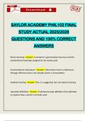 SAYLOR ACADEMY PHIL102 FINAL STUDY ACTUAL 2025&sol;2026 QUESTIONS AND 100&percnt; CORRECT ANSWERS