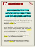 APHA IMMUNIZATION EXAM ACTUAL 2025&sol;2026 QUESTIONS AND 100&percnt; CORRECT ANSWERS
