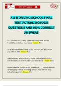 A & B DRIVING SCHOOL FINAL TEST ACTUAL 2025&sol;2026 QUESTIONS AND 100&percnt; CORRECT ANSWERS