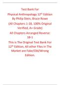 Test Bank Physical Anthropology 12th Edition By Philip Stein&comma; Bruce Rowe
