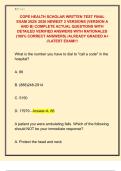 COPE HEALTH SCHOLAR WRITTEN TEST FINAL  EXAM 2025&sol; 2026 NEWEST 2 VERSIONS &lpar;VERSION A  AND B&rpar; COMPLETE ACTUAL QUESTIONS WITH  DETAILED VERIFIED ANSWERS WITH RATIONALES  &lpar;100&percnt; CORRECT ANSWERS&rpar; &sol;ALREADY GRADED A&plus;  &sol;&sol;LATEST EXAM&excl;&excl;&excl; 
