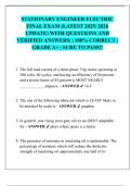STATIONARY ENGINEER ELECTRIC  FINAL EXAM &lpar;LATEST 2025&sol; 2026  UPDATE&rpar; WITH QUESTIONS AND  VERIFIED ANSWERS&vert; &vert; 100&percnt; CORRECT &vert;  GRADE A&plus; &vert; SURE TO PASS&excl;&excl;