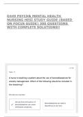 D449 PSYCH& MENTAL HEALTH NURSING HESI STUDY GUIDE &lpar;BASED ON FOCUS GUIDE&rpar; 300 QUESTIONS WITH COMPLETE SOLUTIONS&excl;&excl;