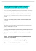 AP Psychology Exam Revision Questions & Verified Answers 100&percnt; Guaranteed Pass
