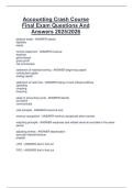 Accounting Crash Course  Final Exam Questions And  Answers 2025&sol;2026