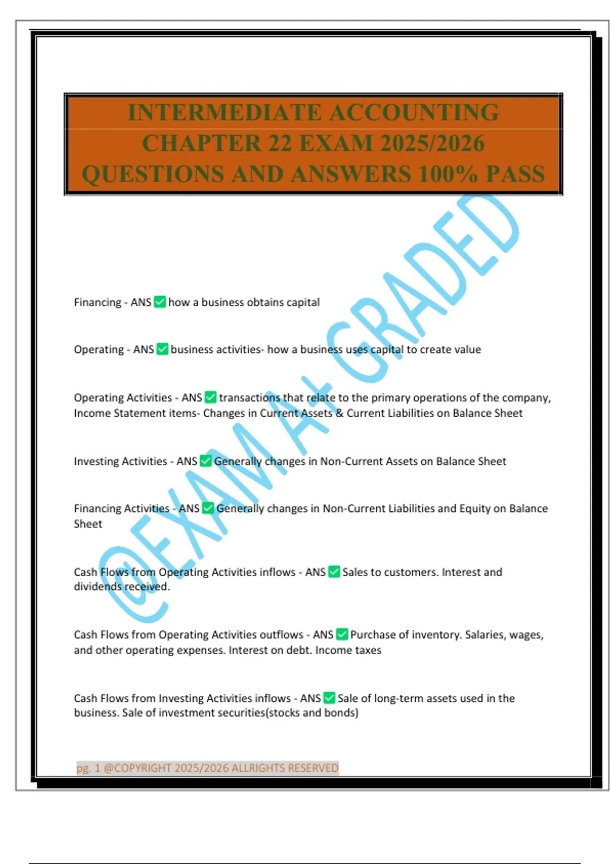 INTERMEDIATE ACCOUNTING CHAPTER 22 EXAM 2025/2026 QUESTIONS AND ANSWERS ...
