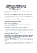 2025&sol;2026 Accounting Crash  Course Exam Questions And  Verified Answers