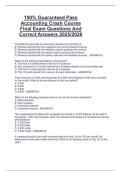 100&percnt; Guaranteed Pass  Accounting Crash Course  Final Exam Questions And  Correct Answers 2025&sol;2026