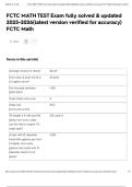 FCTC MATH TEST Exam fully solved & updated 2025-2026&lpar;latest version verified for accuracy&rpar; FCTC Math