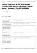 Virginia Registered Technician test EXAM &lpar;updated 2025&rpar; Questions & Answers &vert; Latest Already Graded A&plus; UPDATE 2025&vert;2026