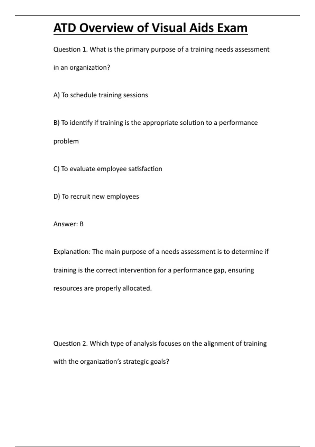 ATD Overview of Visual Aids Exam - Computer - Stuvia US