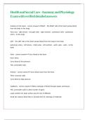 Health and Social Care - Anatomy and Physiology Exam with verified detailed answers 