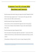Common Core ELA Exam 2026 Questions and Answers