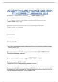 ACCOUNTING AND FINANCE QUESTION WITH CORRECT ANSWERS 2025