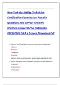 New York Gas Utility Technician  Certification Examination Practice  Questions And Correct Answers  &lpar;Verified Answers&rpar; Plus Rationales  2025&vert;2026 Q&A &vert; Instant Download Pdf