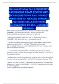 German Driving Test 6 OBJECTIVE ASSESSMENT EXAM REVIEW WITH EXAM QUESTIONS AND CORRECT SOLUTIONS A&plus; GRADED UPDATED 2025&sol;2026 SYLLABUS&excl;&excl;&excl;100&percnt; GUARANTEED PASS&excl;&excl;<<NEWEST VERSION>>