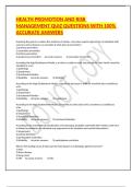 HEALTH PROMOTION AND RISK MANAGEMENT QUESTIONS WITH 100&percnt; ACCURATE ANSWERS