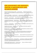 RISK MANAGEMENT AND INSURANCE - CHAPTER 15 QUESTIONS WITH 100&percnt; ACCURATE ANSWERS