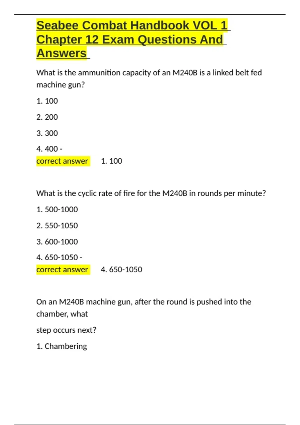 Seabee Combat Handbook Exam Bundle With A+ Rated Answers 2025 - Stuvia US