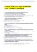 ASHA SLPA EXAM QUESTIONS WITH 100&percnt; CORRECT ANSWERS 