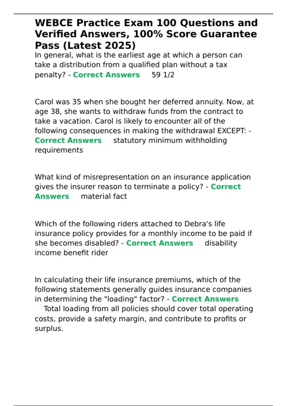 WEBCE Practice Exam 100 Questions and Verified Answers, 100- Score ...