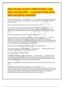 HEALTHCARE QUALITY IMPROVEMENT AND RISK MANAGEMENT - C430 QUESTIONS WITH 100&percnt; ACCURATE ANSWERS