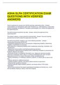 ASHA SLPA CERTIFICATION EXAM QUESTIONS WITH VERIFIED ANSWERS 