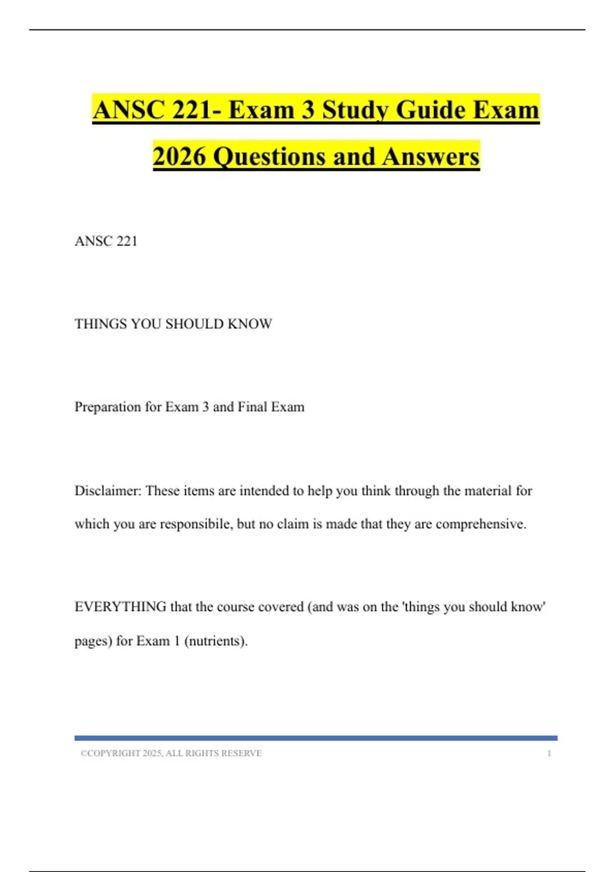 ANSC 221- Exam 3 Study Guide Exam 2026 Questions and Answers - ANSC 221 ...