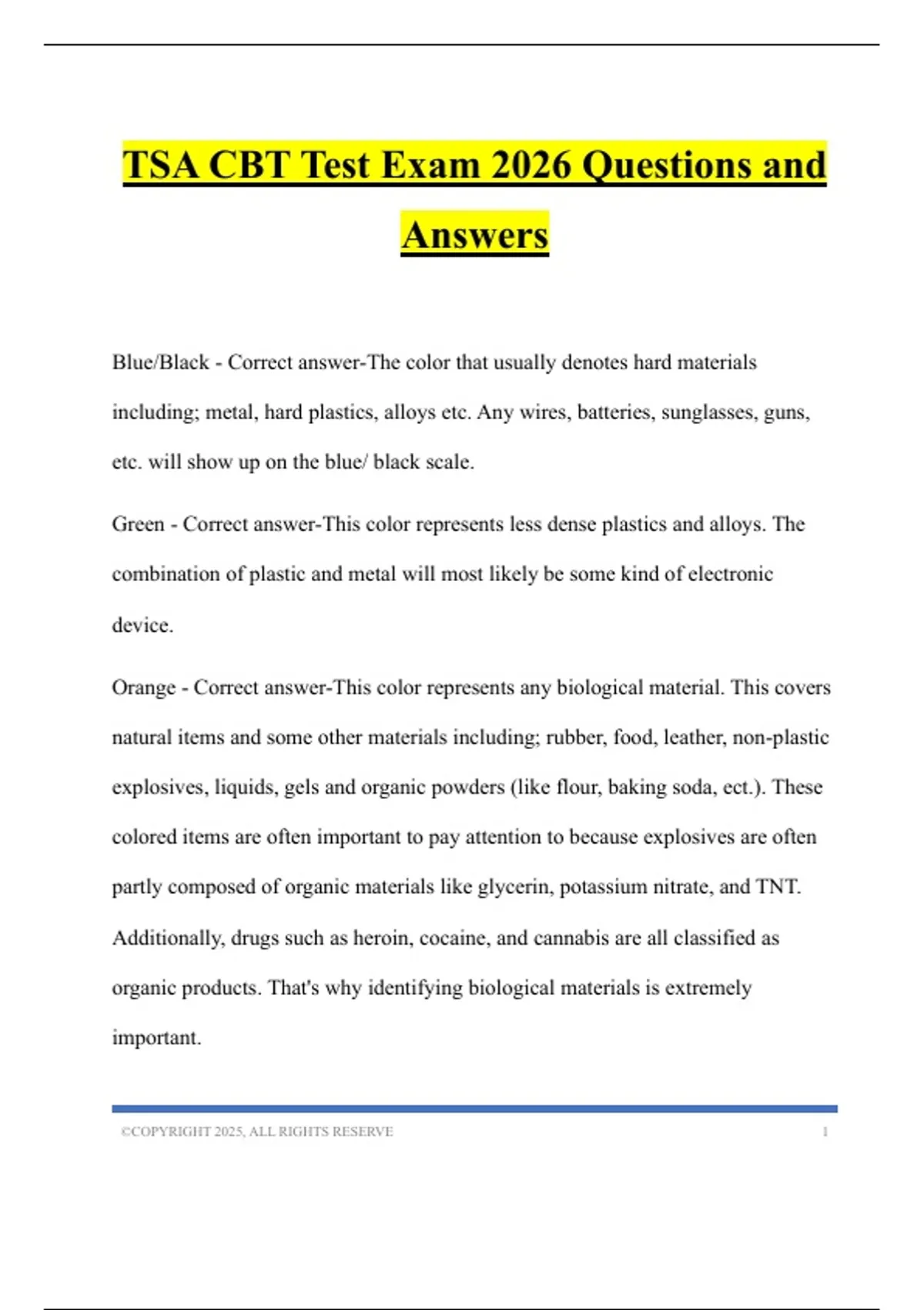 TSA CBT Test Exam 2026 Questions and Answers - TSA Writing Skills ...