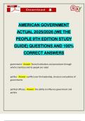 AMERICAN GOVERNMENT ACTUAL 2025&sol;2026 &lpar;WE THE PEOPLE 9TH EDITION STUDY GUIDE&rpar; QUESTIONS AND 100&percnt; CORRECT ANSWERS