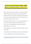 FINAL EXAM STUDY GUIDE&colon; MPH 500 Exam 2026 Questions and Answers