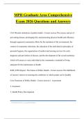 MPH Graduate Area Comprehensive Exam 2026 Questions and Answers