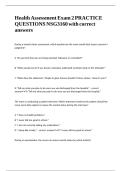 Health Assessment Exam 2 PRACTICE QUESTIONS NSG3160 with correct answers