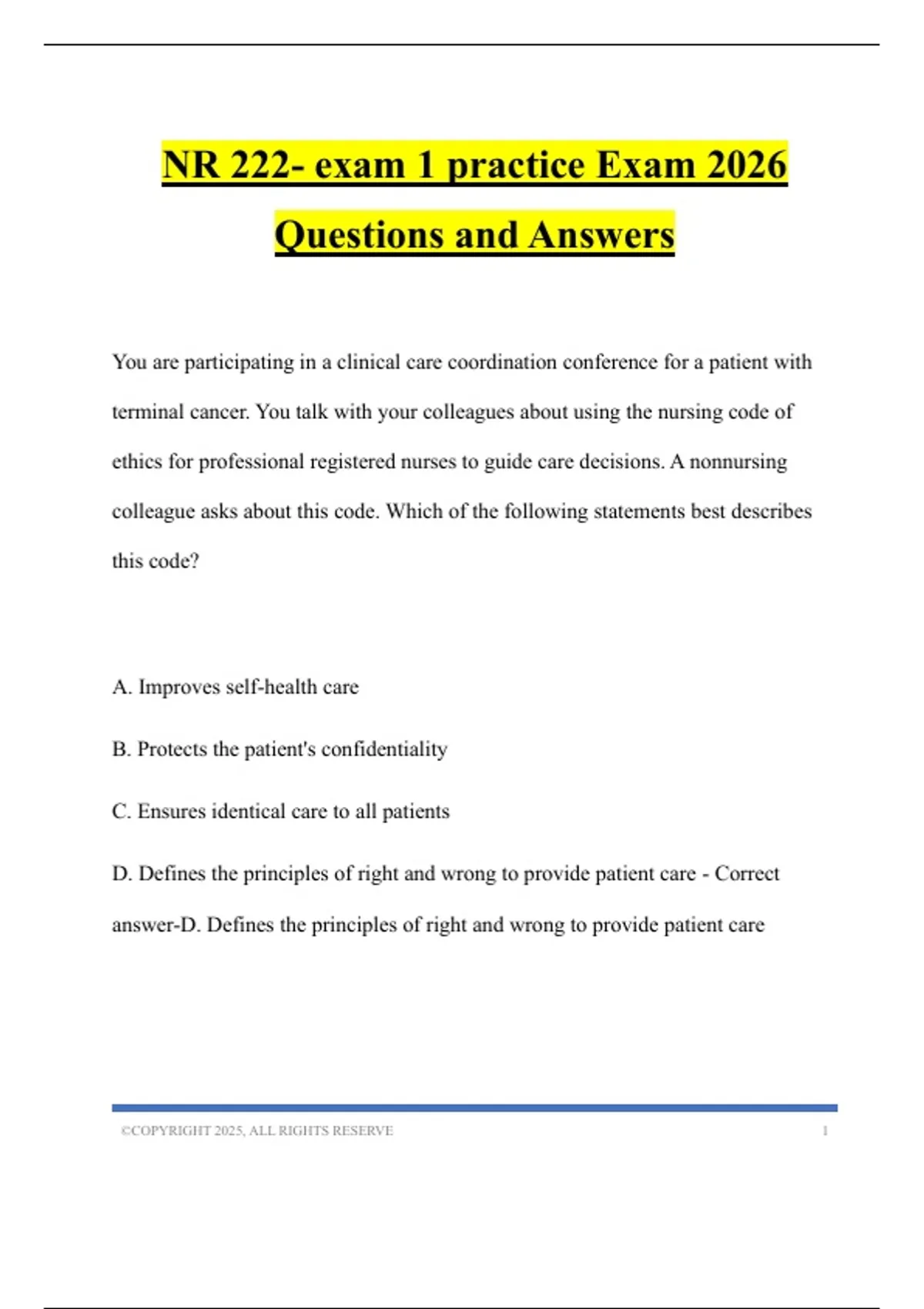 NR 222- exam 1 practice Exam 2026 Questions and Answers - NR 222 ...