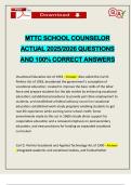 MTTC SCHOOL COUNSELOR ACTUAL 2025&sol;2026 QUESTIONS AND 100&percnt; CORRECT ANSWERS