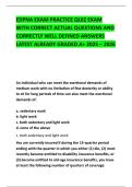 EDPNA EXAM PRACTICE QUIZ EXAM WITH CORRECT ACTUAL QUESTIONS AND CORRECTLY WELL DEFINED ANSWERS LATEST ALREADY GRADED A&plus; 2025 &ndash; 2026