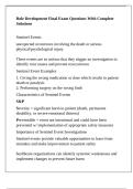 Role Development Final Exam Questions With Complete Solutions