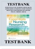 TEST BANK Essentials of Nursing Research Appraising Evidence for Nursing Practice &lpar;9TH&rpar; by Denise Polit Complete Guide All Chapters  
