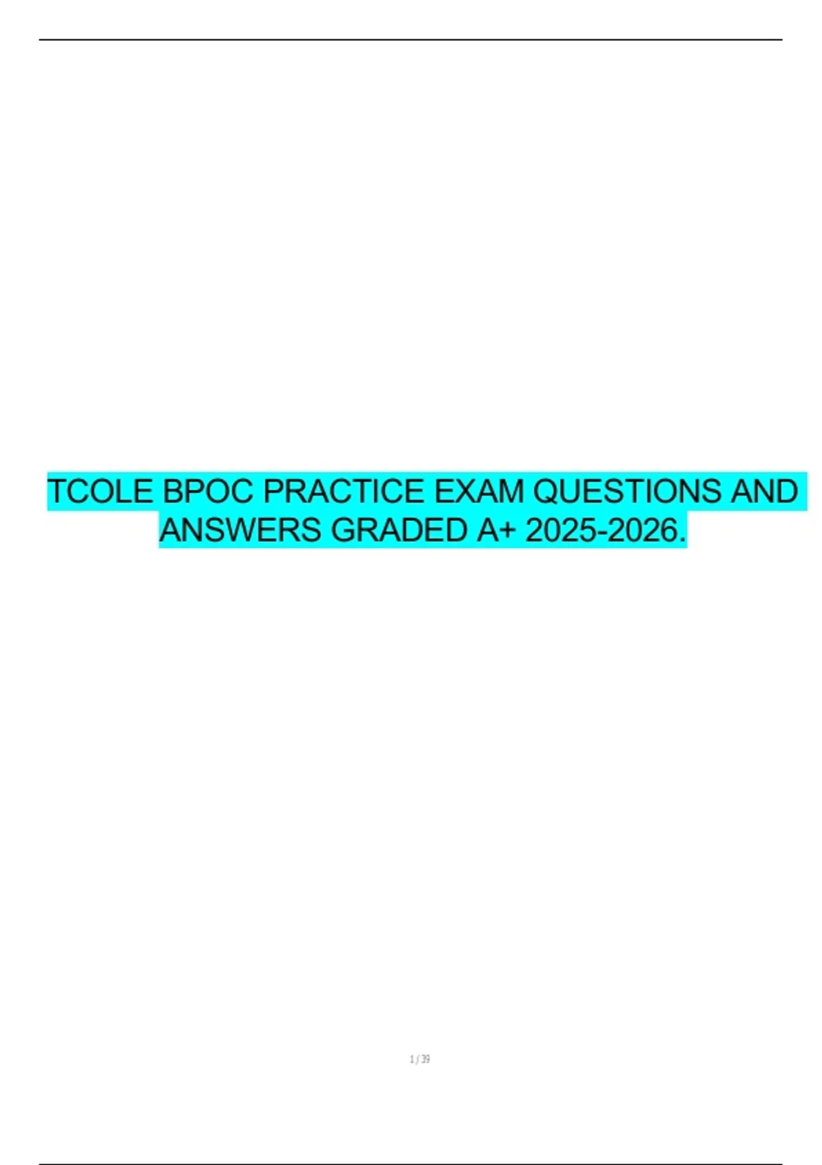 TCOLE BPOC PRACTICE EXAM QUESTIONS AND ANSWERS GRADED A+ . - Tcole ...