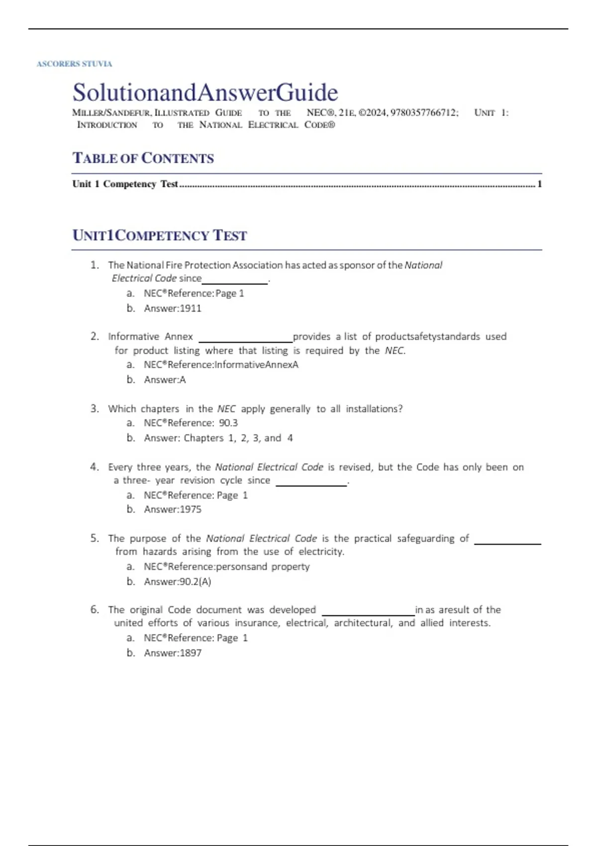 Solution & Answer Guide for Illustrated Guide to the National ...