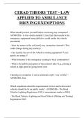 CERAD THEORY TEST - LAW APPLIED TO AMBULANCE DRIVING&sol;EXEMPTIONS  QUESTIONS AND ANSWERS 2025