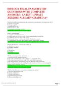 ULTIMATE BIOLOGY 211 & BIOLOGY 206 STUDY GUIDE&vert; ADVANCED EXAM QUESTIONS WITH DETAILED CORRECT ANSWERS&vert; ALREADY GRADED A 