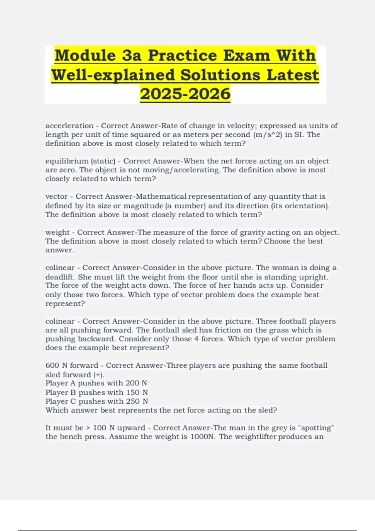 Module 3A Practice Exam with Well-Explained Solutions (Latest 2025–2026 ...